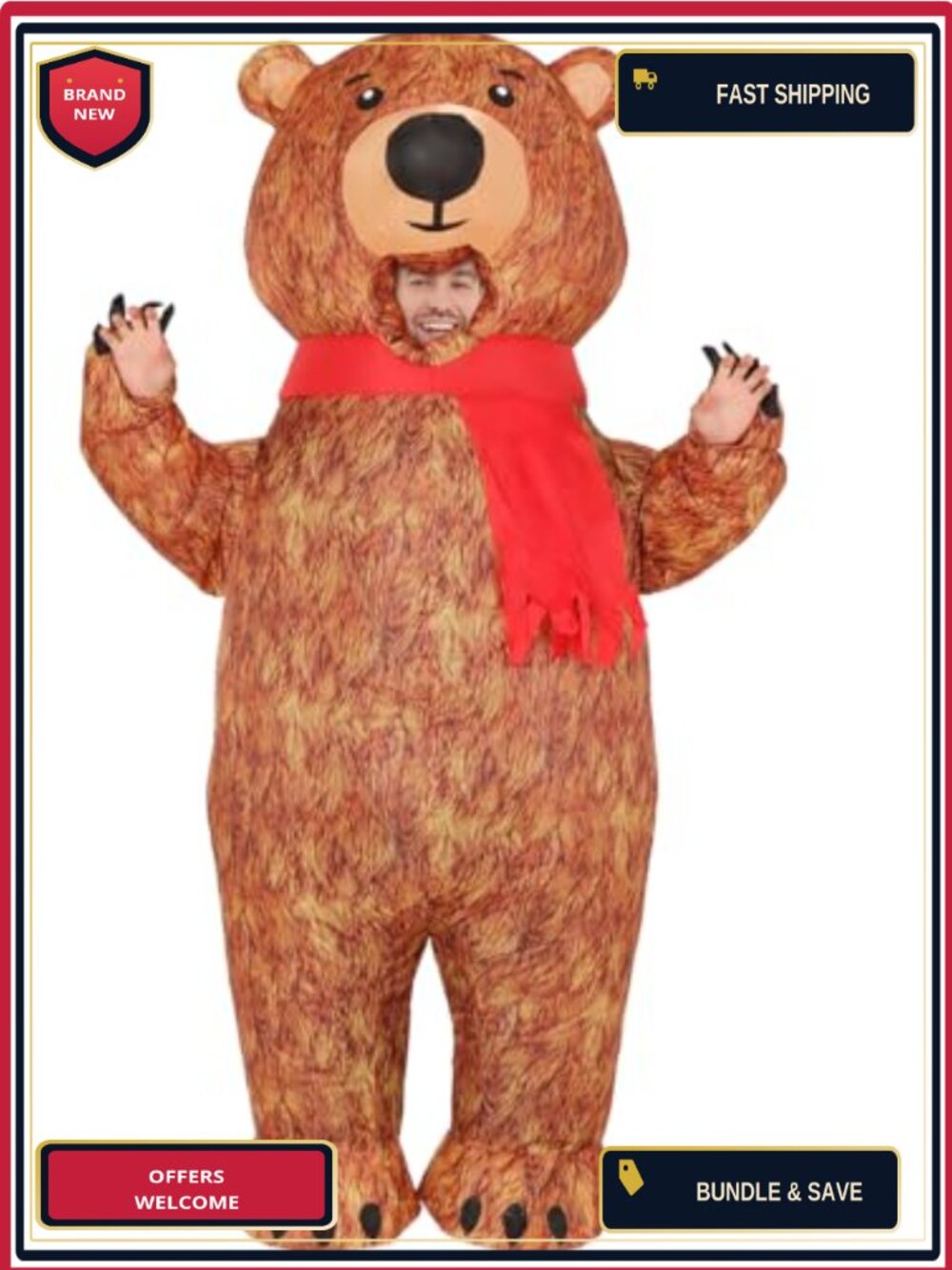 Inflatable Bear Costume Adult Simulated Skin Blow Up Funny Fancy Dress